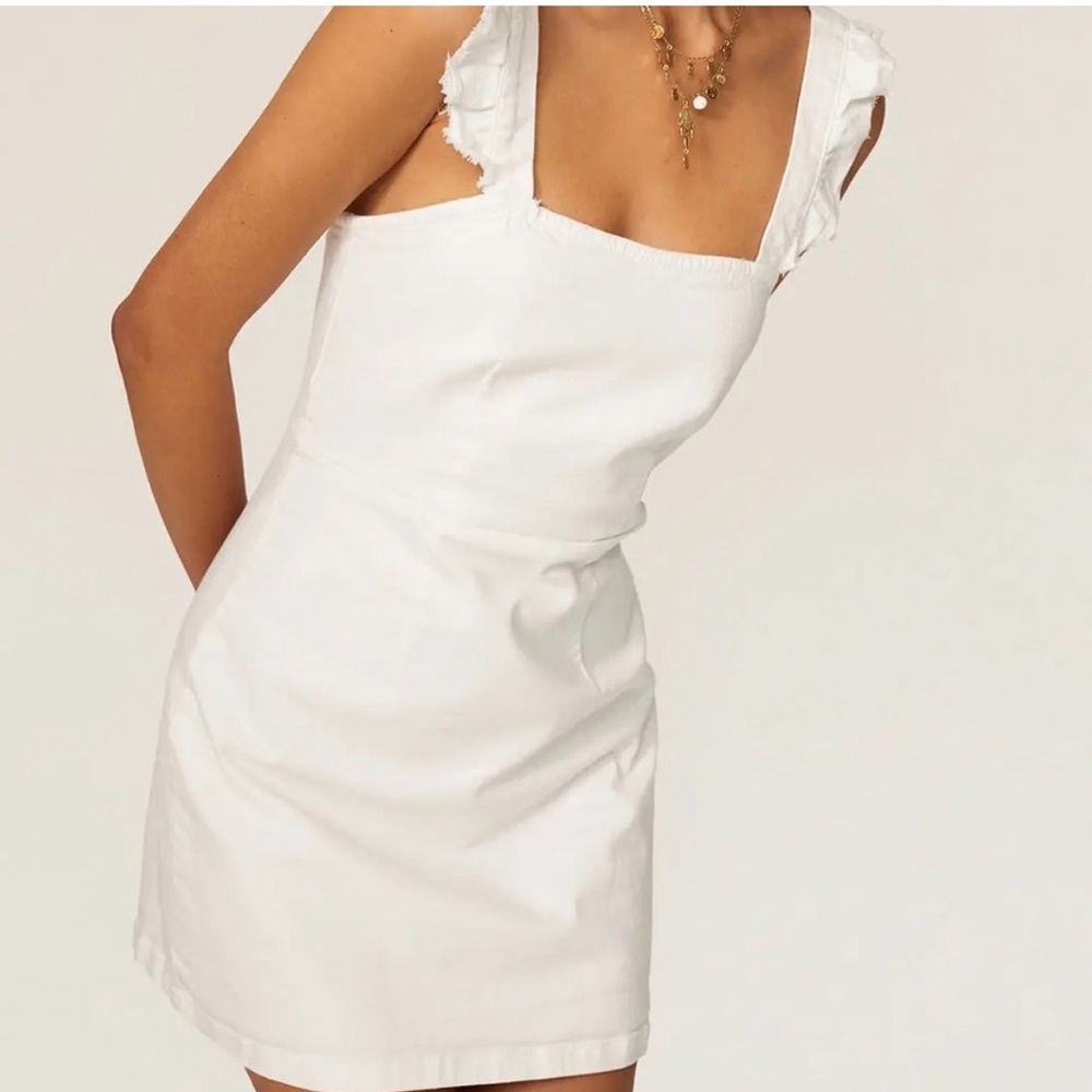 Show Me Your Mumu white stretch denim mini dress